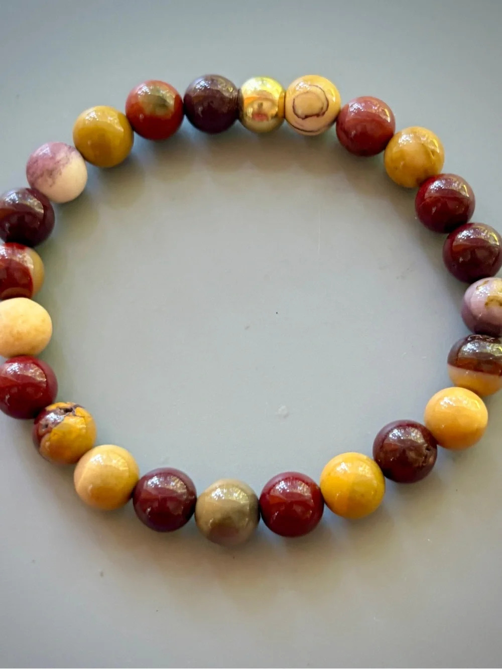 Natural Mookite Jasper Handcrafted Bead Bracelet